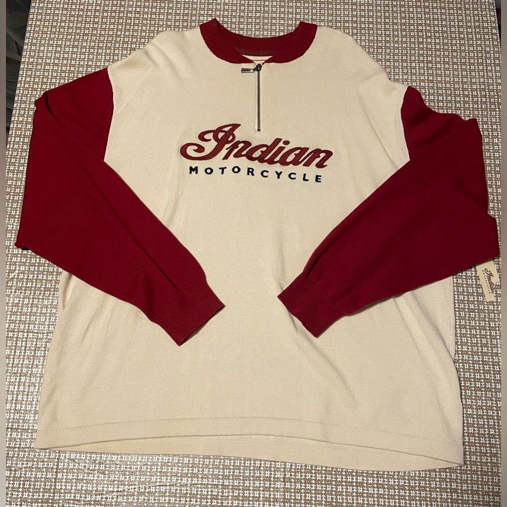Indian Motorcycle Racing Sweater 1/4 Zip Jersey Vintage men’s 3XL NWT